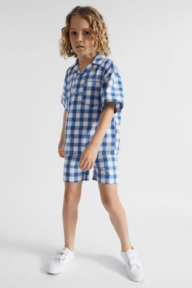 TShirts and Tops Boy Seed Heritage Check Camp Shirt Marine