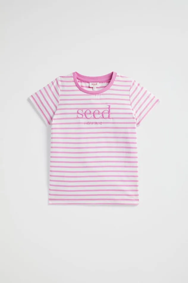 TShirts and Tops GirlBoy Seed Heritage Core Logo Tee Lily Stripe