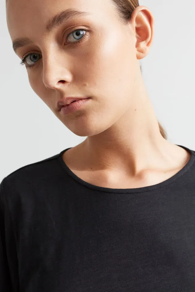 TShirts and Tops Woman Seed Heritage Balloon Sleeve Slub Top Black