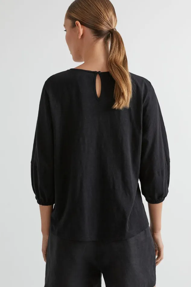TShirts and Tops Woman Seed Heritage Balloon Sleeve Slub Top Black