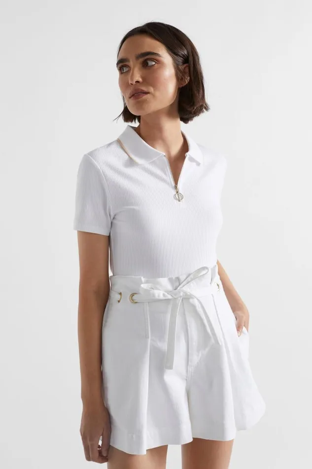 TShirts and Tops Woman Seed Heritage Collared Zip Thru Top Whisper White