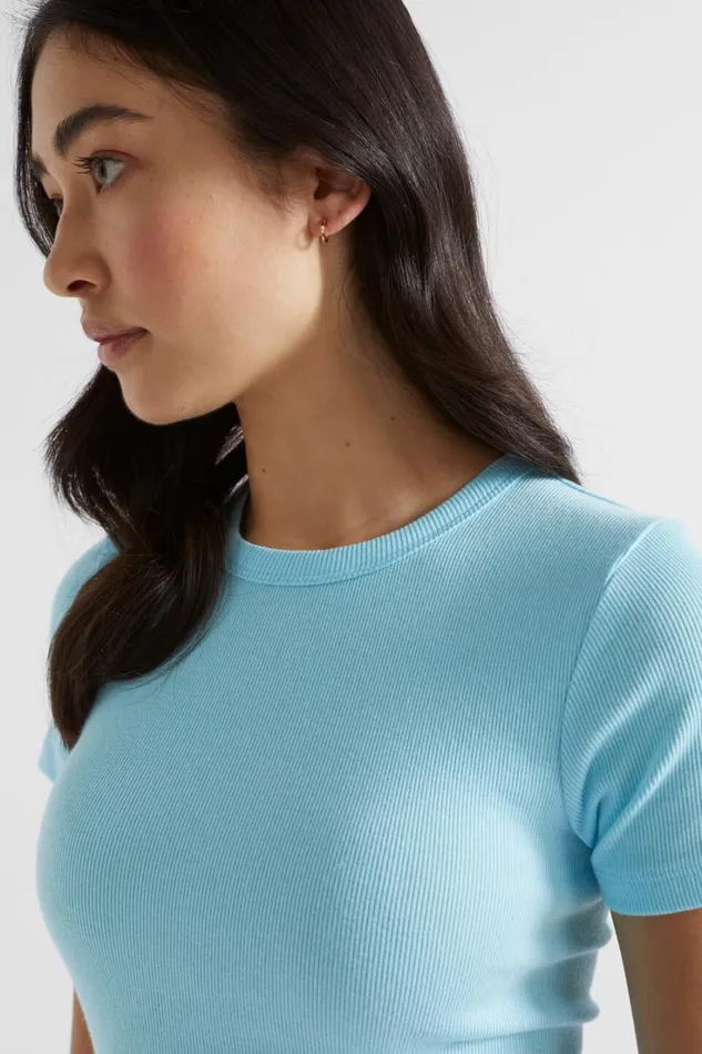 TShirts and Tops Woman Seed Heritage Core Rib Tee Shimmer Blue