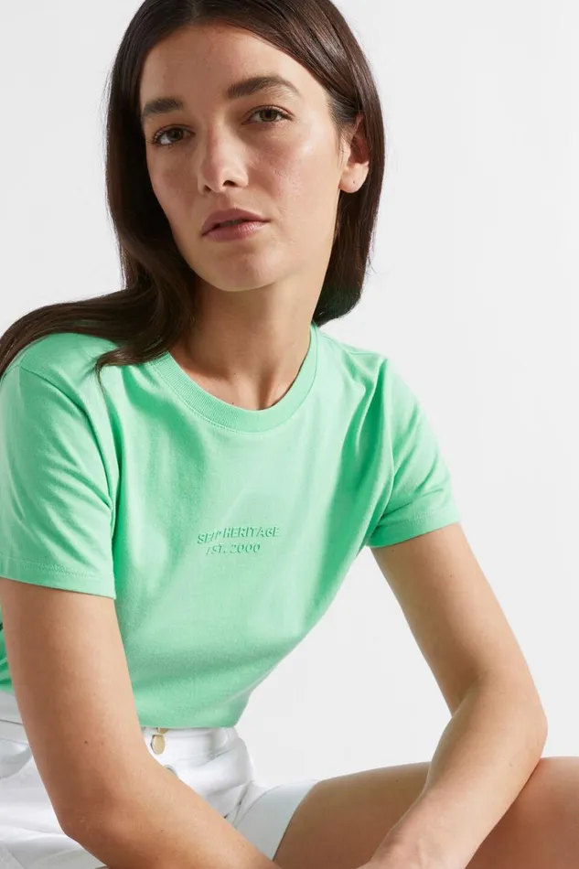 TShirts and Tops Woman Seed Heritage Logo Printed Crew Tee Key Lime