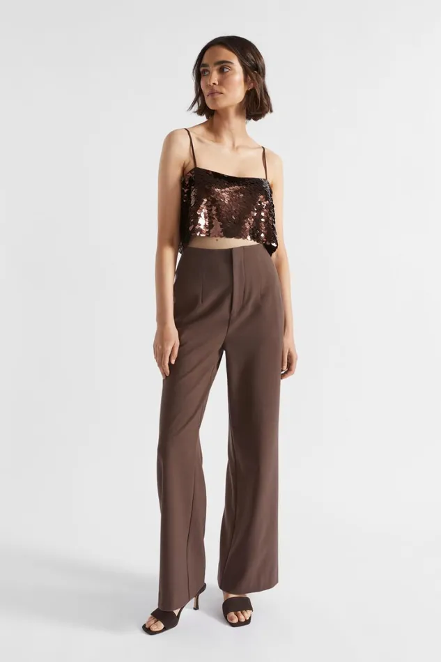 TShirts and Tops Woman Seed Heritage Sequin Crop Cami Deep Raisin