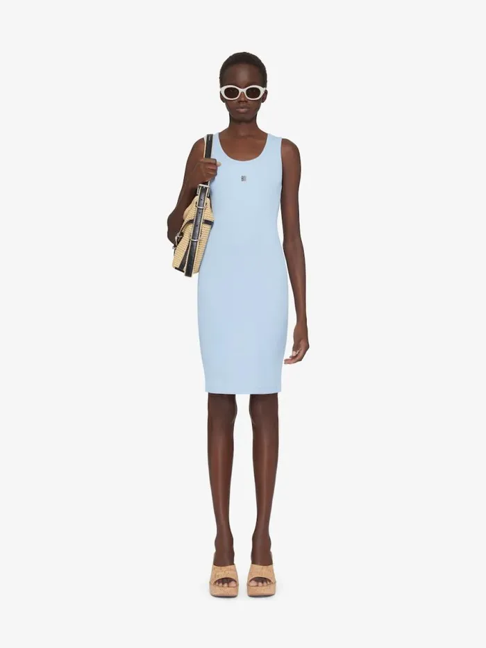 Tank Dress In Cotton With 4g Detail Sky Blue Women Givenchy Dresses