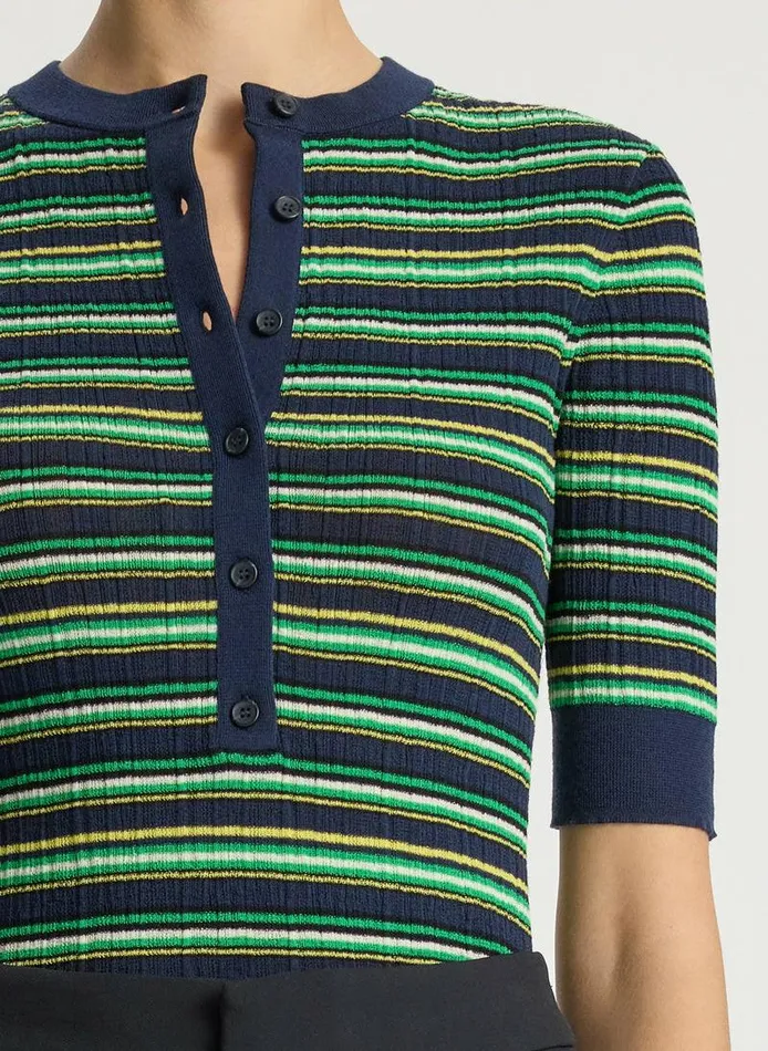 Tees and Tanks Women ALC Fisher Fine Cotton Knit Top Navygreen Multi Tees and Tanks Women ALC Fisher Fine Cotton Knit Top Navygreen Multi