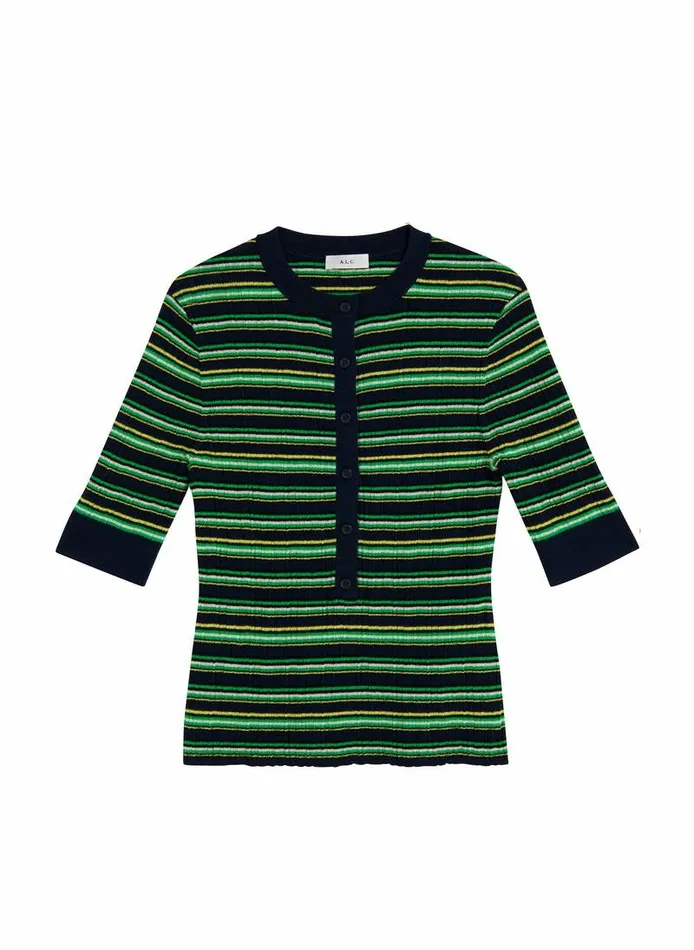 Tees and Tanks Women ALC Fisher Fine Cotton Knit Top Navygreen Multi Tees and Tanks Women ALC Fisher Fine Cotton Knit Top Navygreen Multi