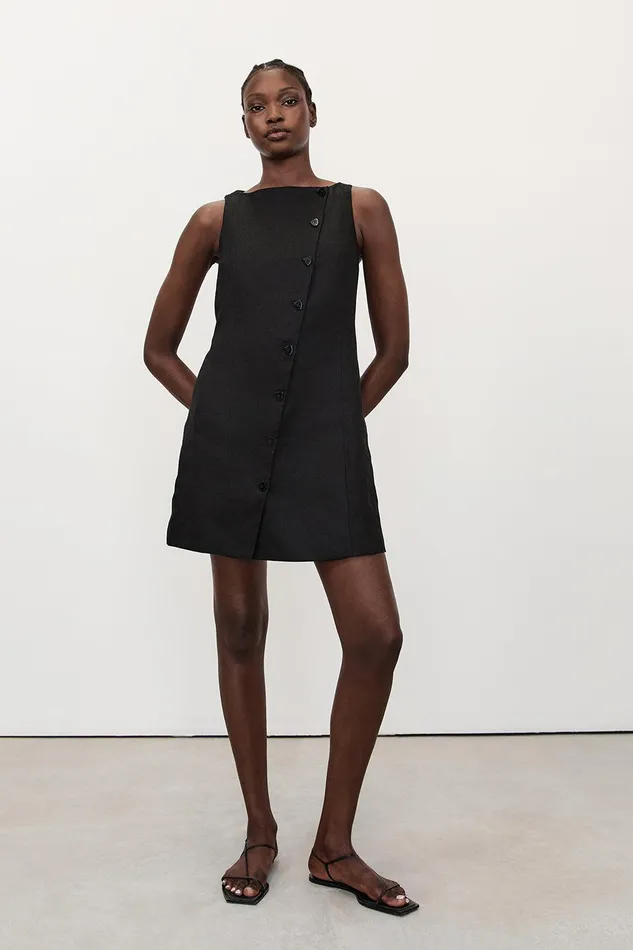 TOMMY BLACK LINEN MINI DRESS Women DISSH Mini Dresses