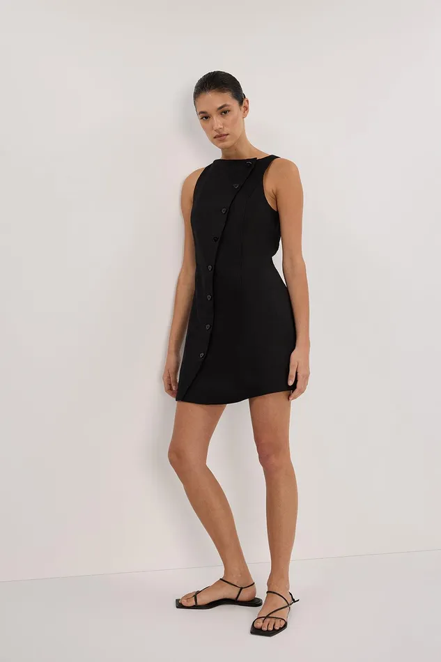 TOMMY BLACK LINEN MINI DRESS Women DISSH Mini Dresses