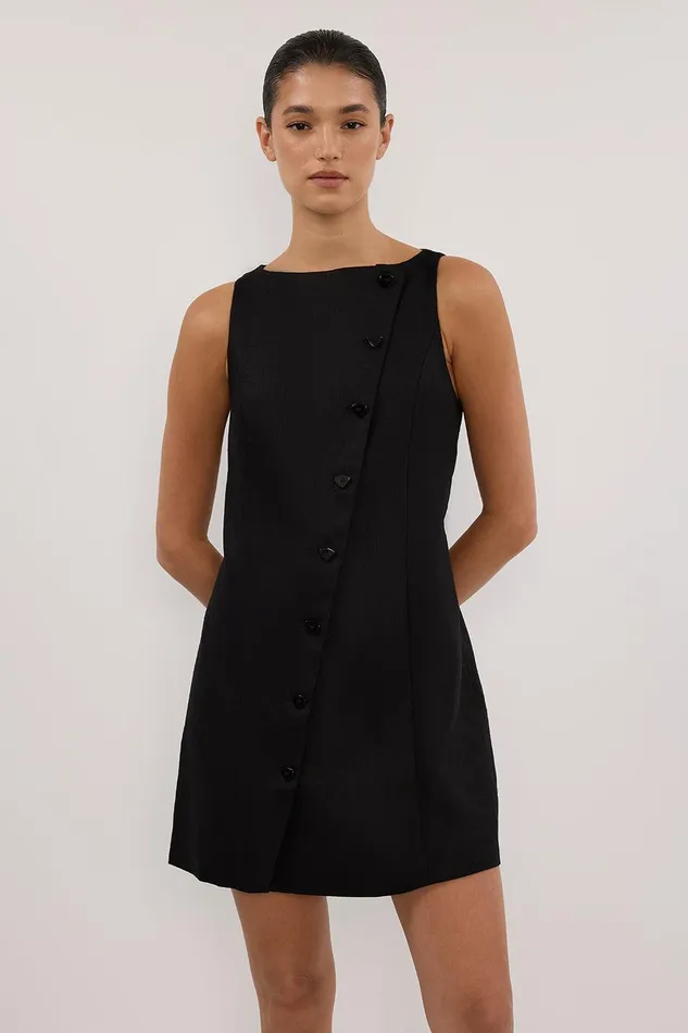TOMMY BLACK LINEN MINI DRESS Women DISSH Mini Dresses