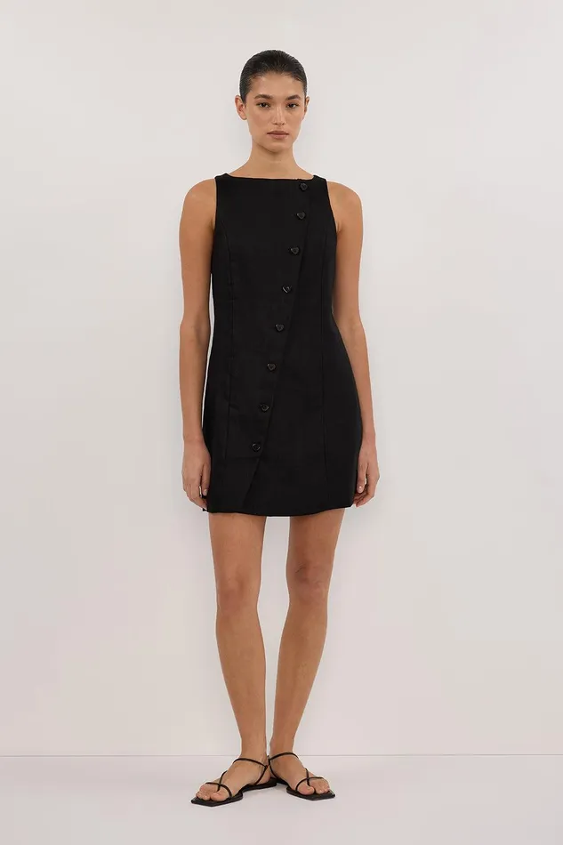 TOMMY BLACK LINEN MINI DRESS Women DISSH Mini Dresses