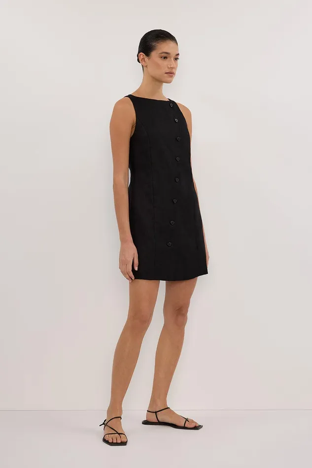 TOMMY BLACK LINEN MINI DRESS Women DISSH Mini Dresses