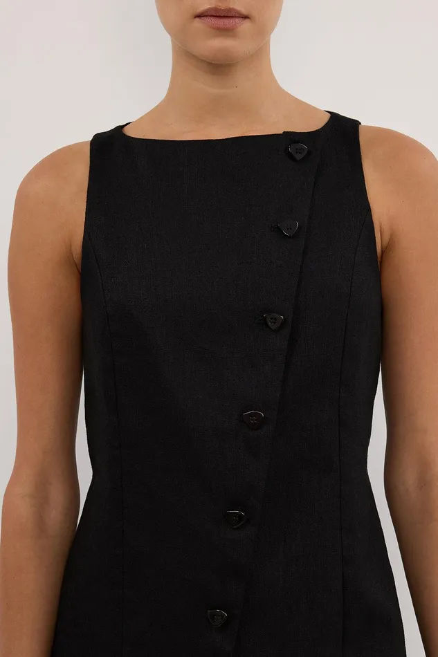 TOMMY BLACK LINEN MINI DRESS Women DISSH Mini Dresses