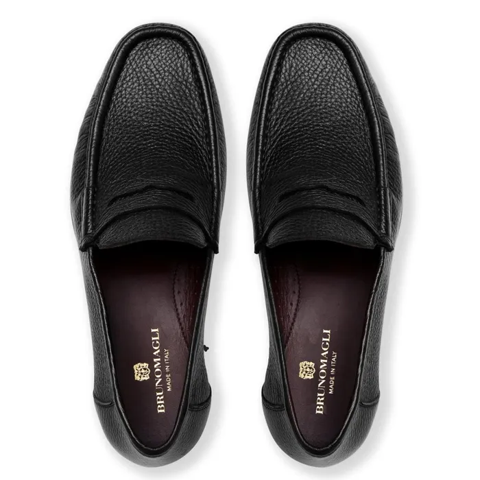 Tonio Slip On Loafer Black Cervo Leather Men Bruno Magli Casual Shoes