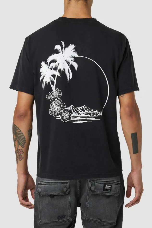 Tops and Sweaters Men Hudson Jeans Vintage Tee Black Palm Tops and Sweaters Men Hudson Jeans Vintage Tee Black Palm