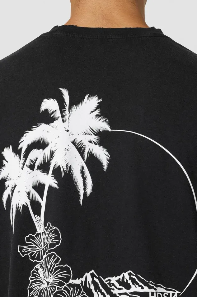 Tops and Sweaters Men Hudson Jeans Vintage Tee Black Palm Tops and Sweaters Men Hudson Jeans Vintage Tee Black Palm