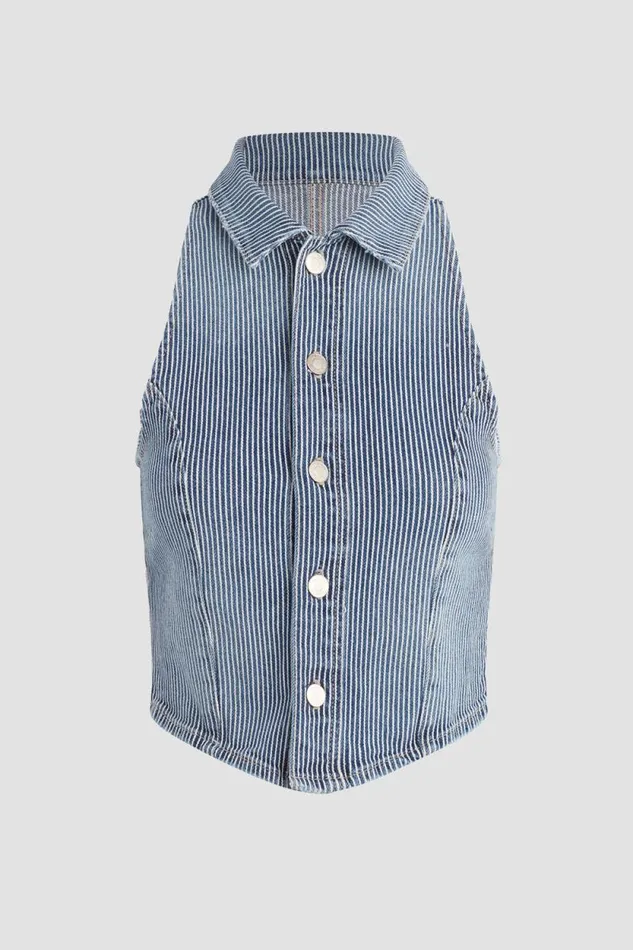 Tops and Sweaters Women Hudson Jeans Halter Vest Railroad Stripe Tops and Sweaters Women Hudson Jeans Halter Vest Railroad Stripe