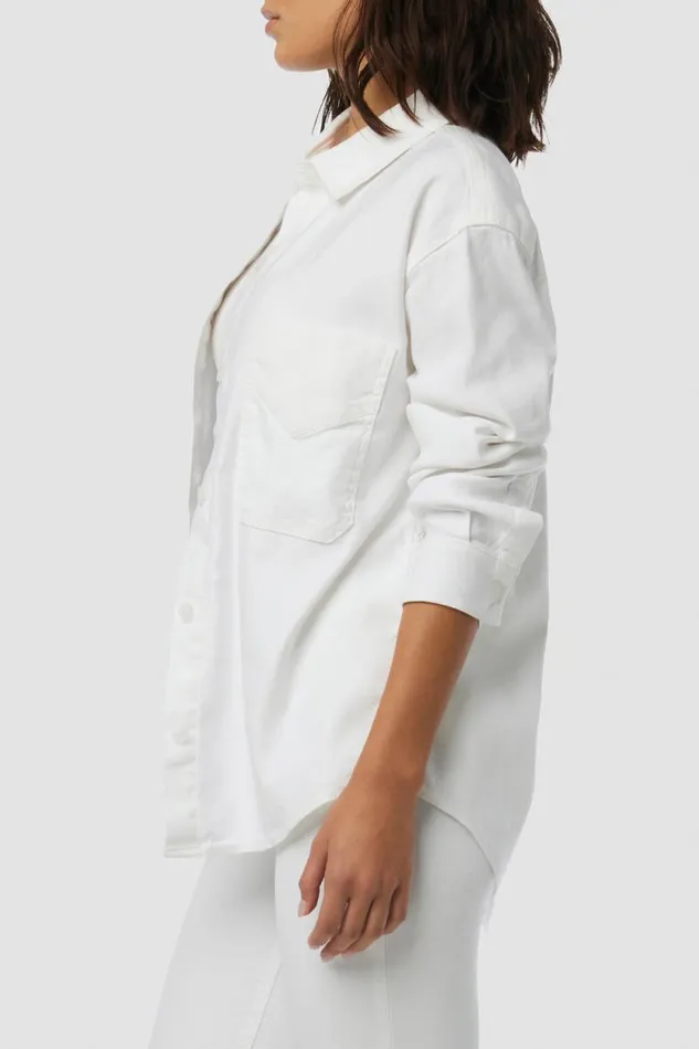 Tops and Sweaters Women Hudson Jeans Oversized Button Down Shirt White Tops and Sweaters Women Hudson Jeans Oversized Button Down Shirt White