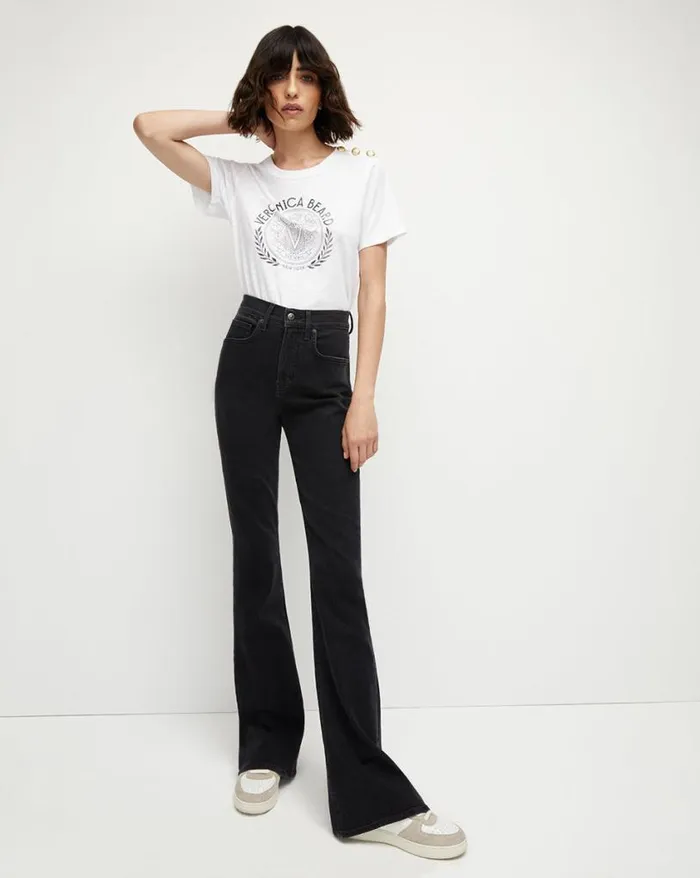 Tops and Tees Shop Veronica Beard Carla Logo Tee Whitenavy