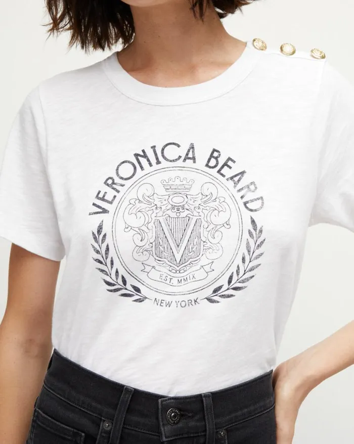 Tops and Tees Shop Veronica Beard Carla Logo Tee Whitenavy