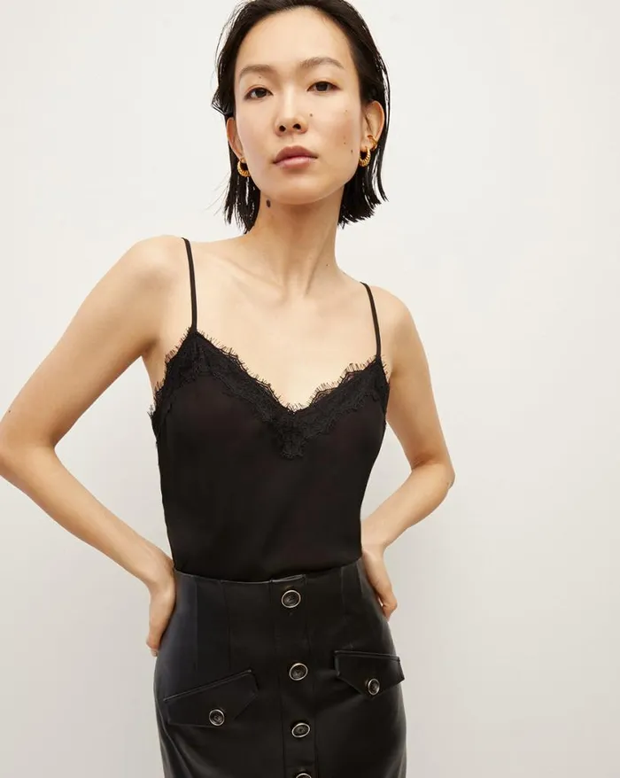 Tops and Tees Shop Veronica Beard Ciarlo LaceTrim Top Black