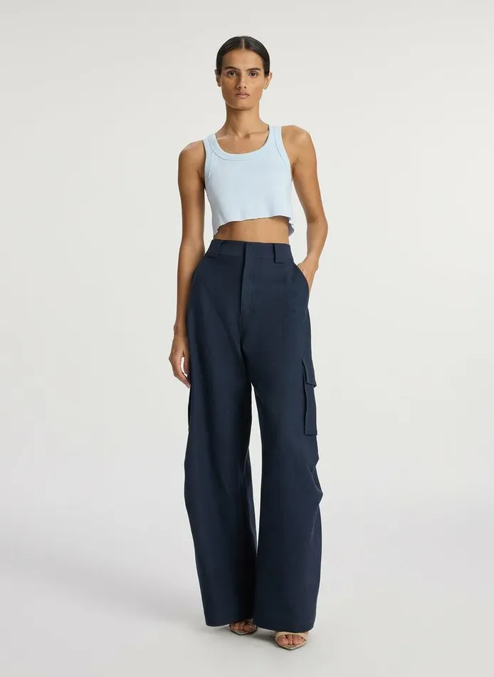 Tops Women ALC Halsey Cropped Cotton Rib Tank Ice Blue