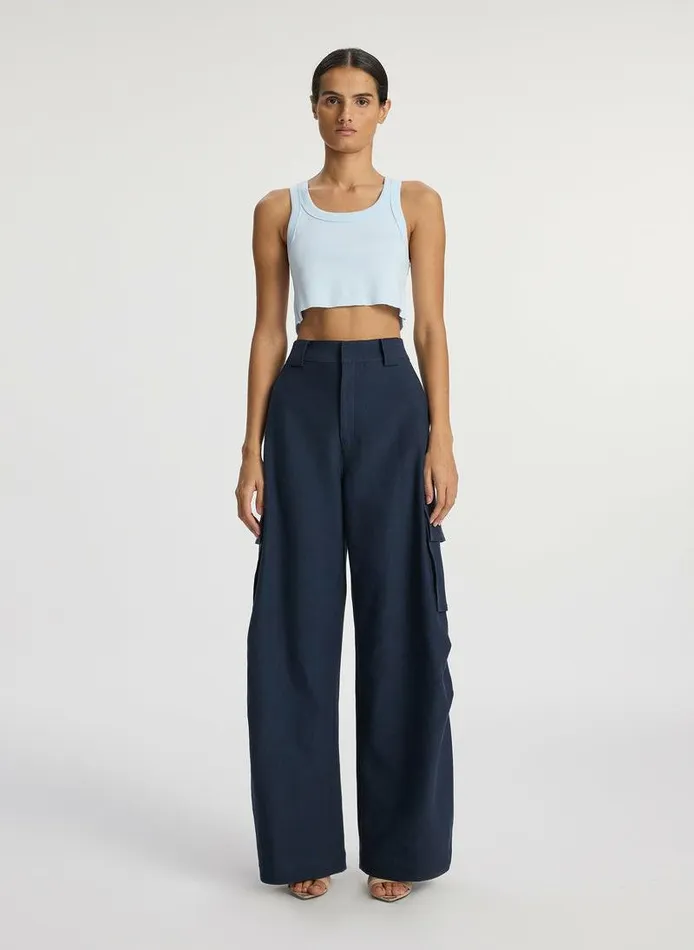 Tops Women ALC Halsey Cropped Cotton Rib Tank Ice Blue Tops Women ALC Halsey Cropped Cotton Rib Tank Ice Blue