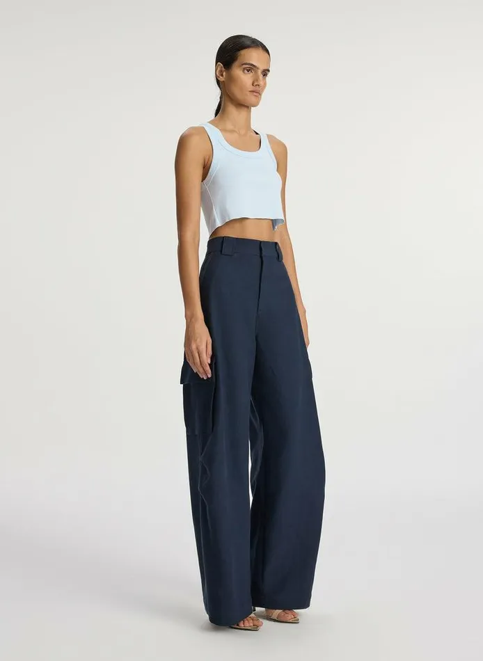 Tops Women ALC Halsey Cropped Cotton Rib Tank Ice Blue Tops Women ALC Halsey Cropped Cotton Rib Tank Ice Blue