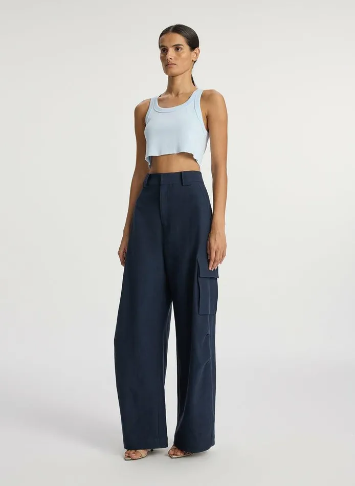 Tops Women ALC Halsey Cropped Cotton Rib Tank Ice Blue Tops Women ALC Halsey Cropped Cotton Rib Tank Ice Blue