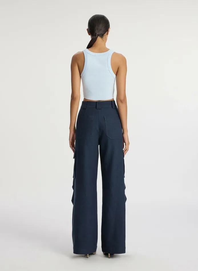 Tops Women ALC Halsey Cropped Cotton Rib Tank Ice Blue Tops Women ALC Halsey Cropped Cotton Rib Tank Ice Blue