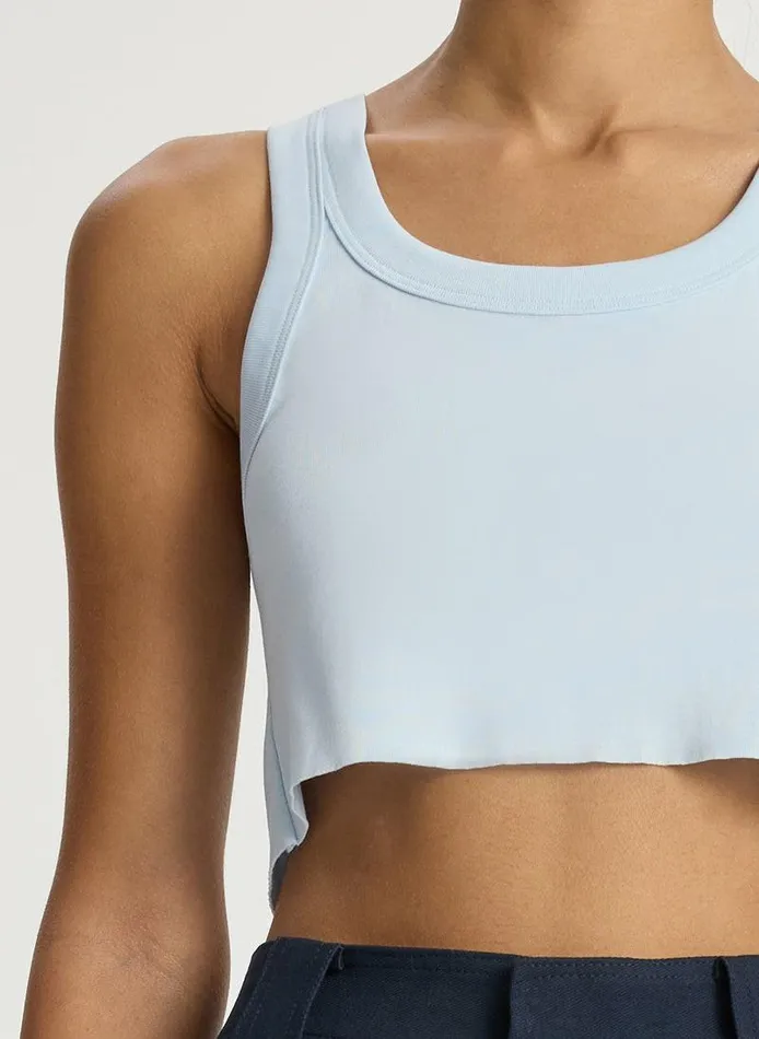 Tops Women ALC Halsey Cropped Cotton Rib Tank Ice Blue Tops Women ALC Halsey Cropped Cotton Rib Tank Ice Blue
