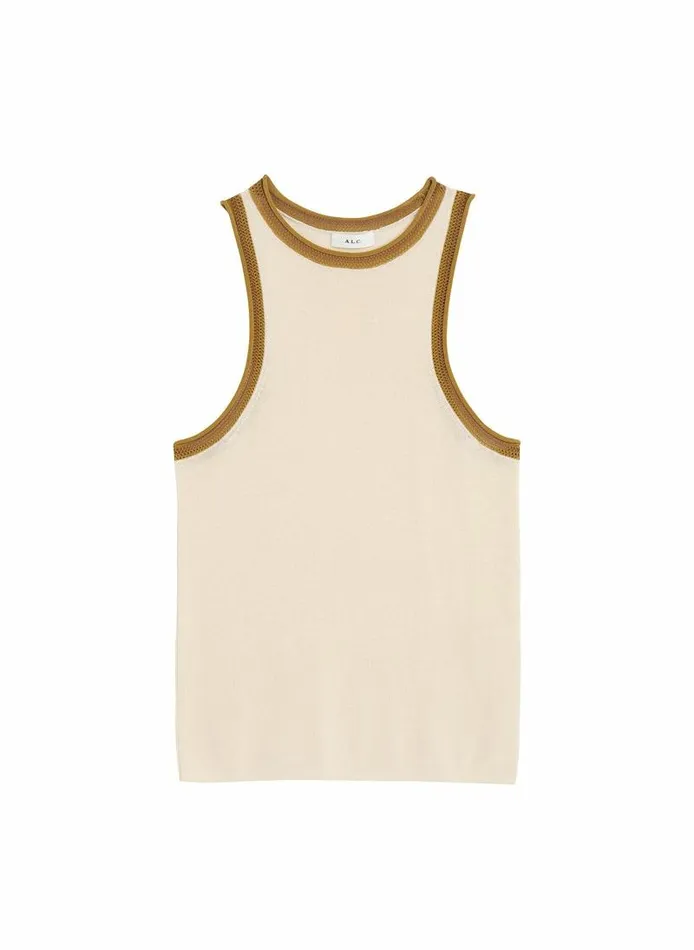 Tops Women ALC Nelly Contrast Trim Knit Tank Buttercream Tops Women ALC Nelly Contrast Trim Knit Tank Buttercream