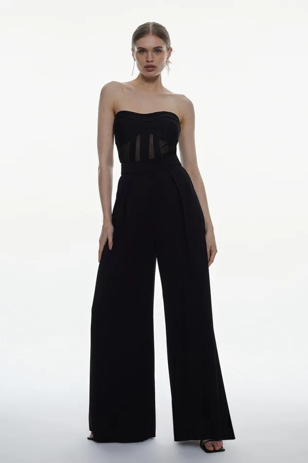Tops Women Karen Millen Bandage And Mesh Corset Black