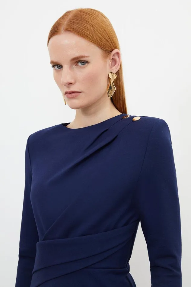 Tops Women Karen Millen Jersey Ponte Twist Hardwear Top Navy