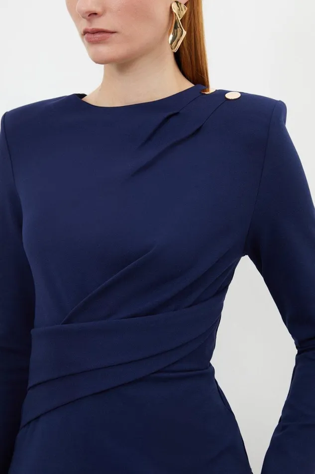 Tops Women Karen Millen Jersey Ponte Twist Hardwear Top Navy