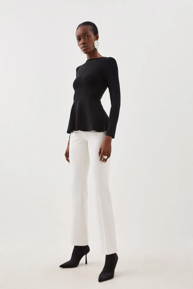 Tops Women Karen Millen Premium Drape Compact Knit Top Black