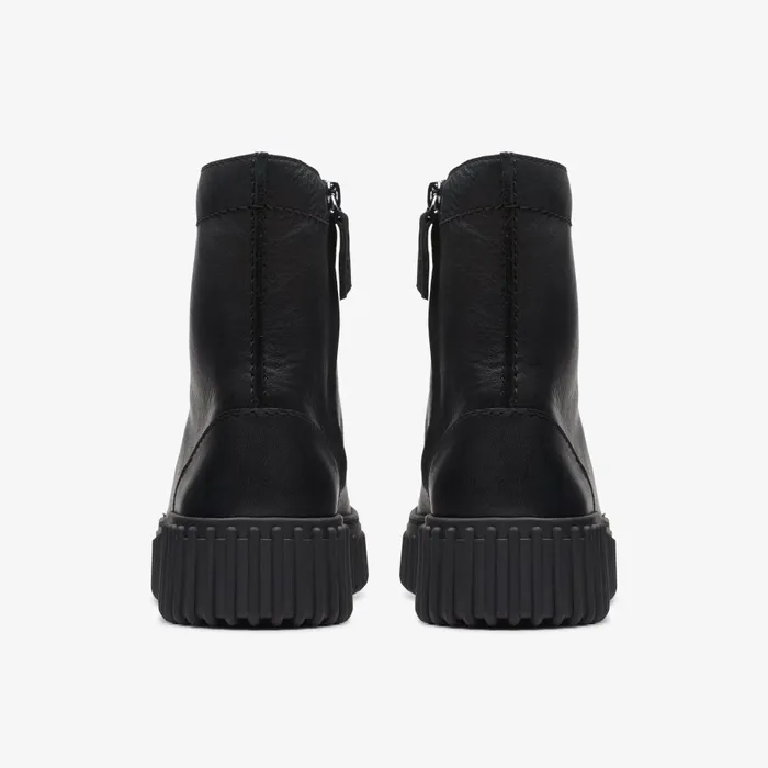 Torhill Rise Black Leather Women Clarks Boots and Booties