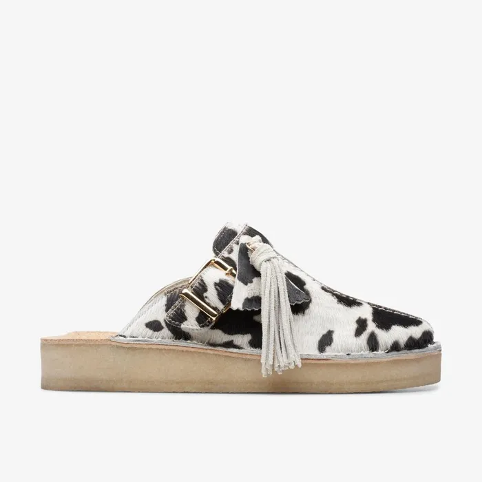 Trek Mule Cow Print HairOn Women Clarks Clogs and Mules