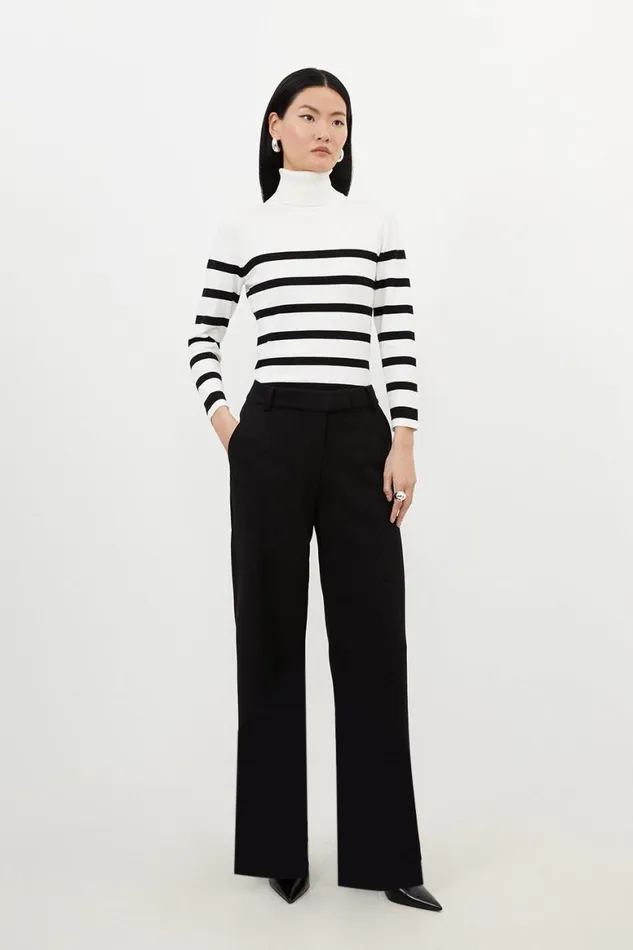 Trousers Women Karen Millen Tailored Essential Straight Leg Trousers Black