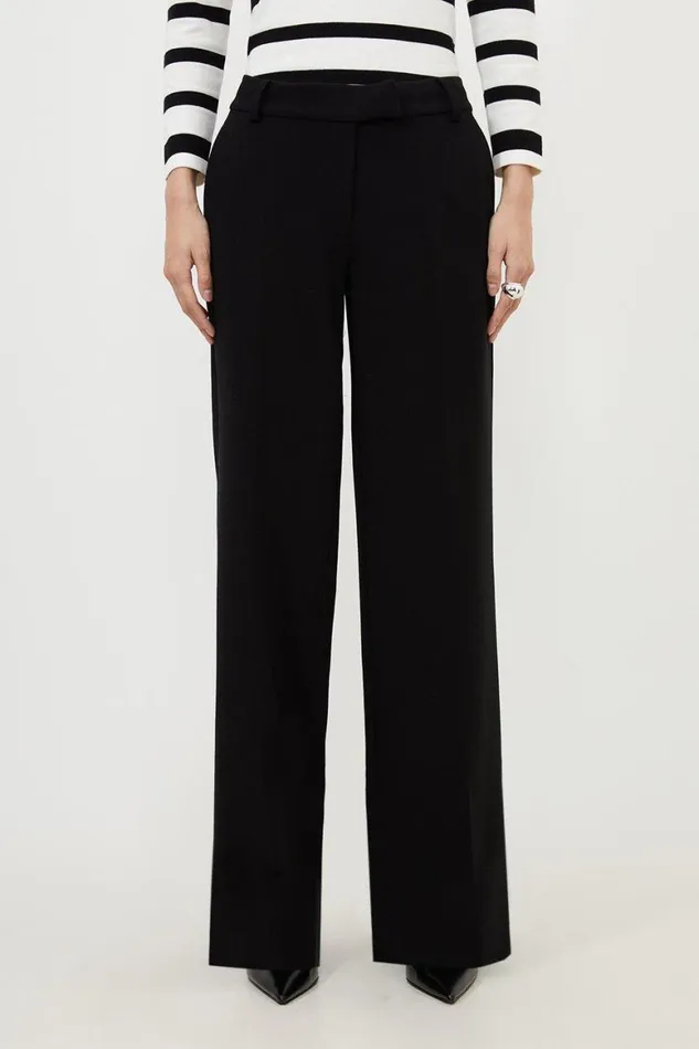 Trousers Women Karen Millen Tailored Essential Straight Leg Trousers Black