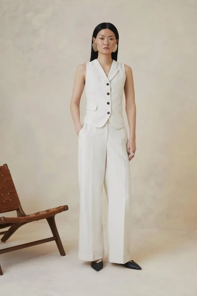 Trousers Women Karen Millen The Founder Striped Mid Rise Straight Leg Trousers Stripe