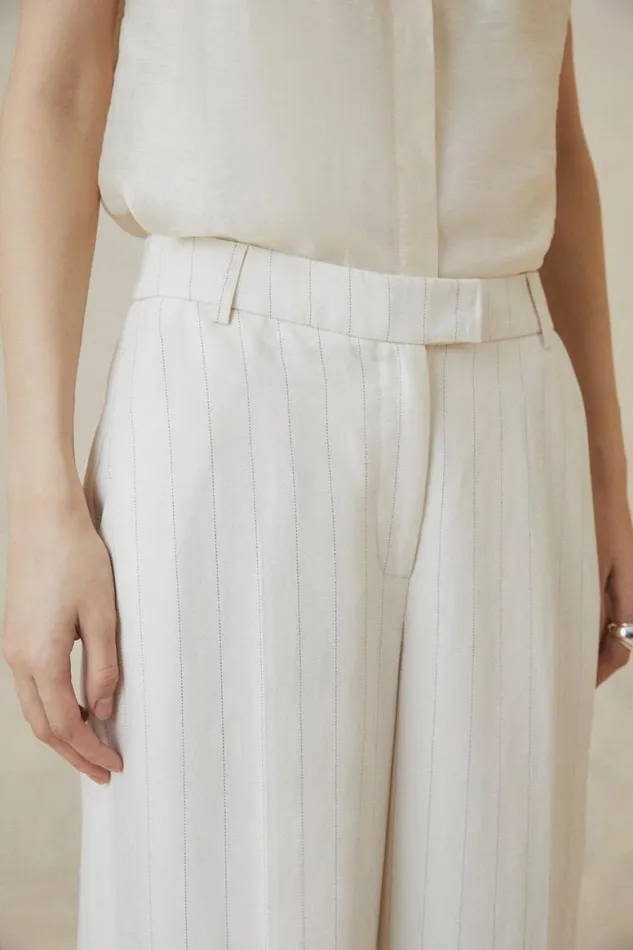 Trousers Women Karen Millen The Founder Striped Mid Rise Straight Leg Trousers Stripe