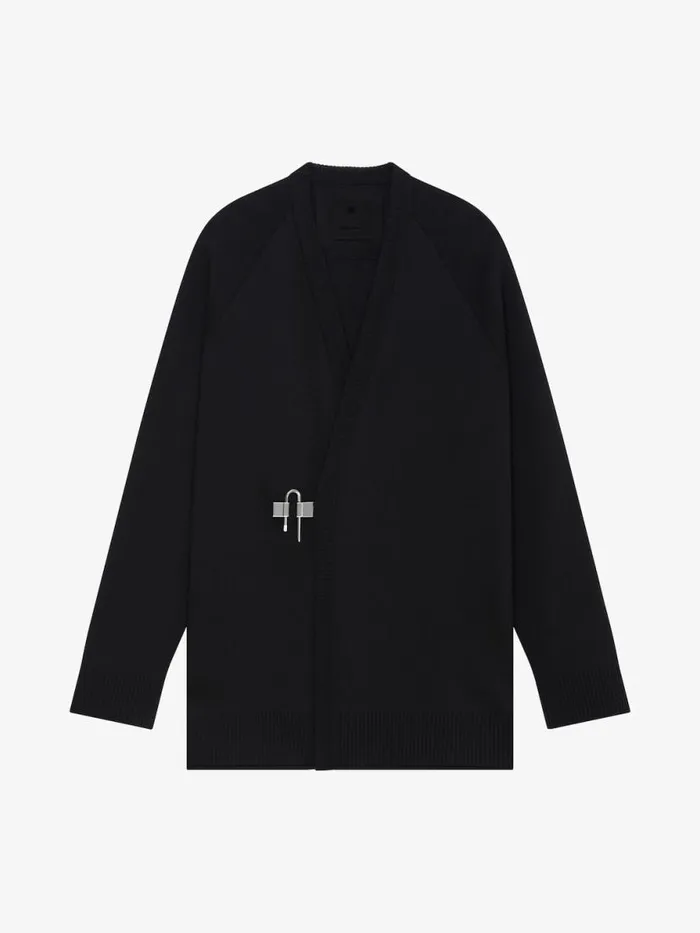 ULock Cardigan In Wool And Silk Black Men Givenchy Sweaters