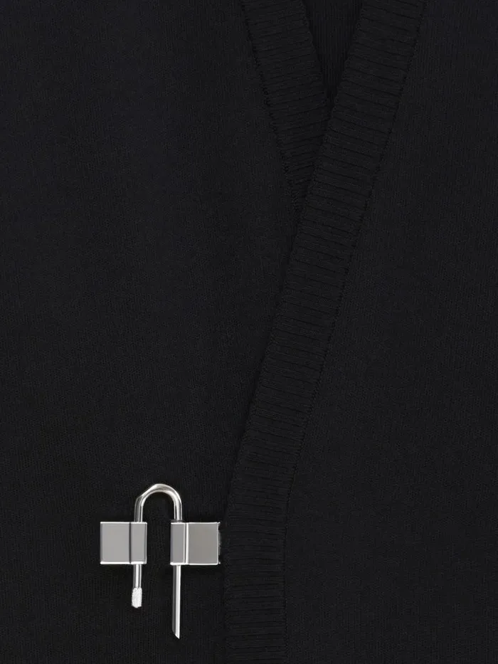 ULock Cardigan In Wool And Silk Black Men Givenchy Sweaters