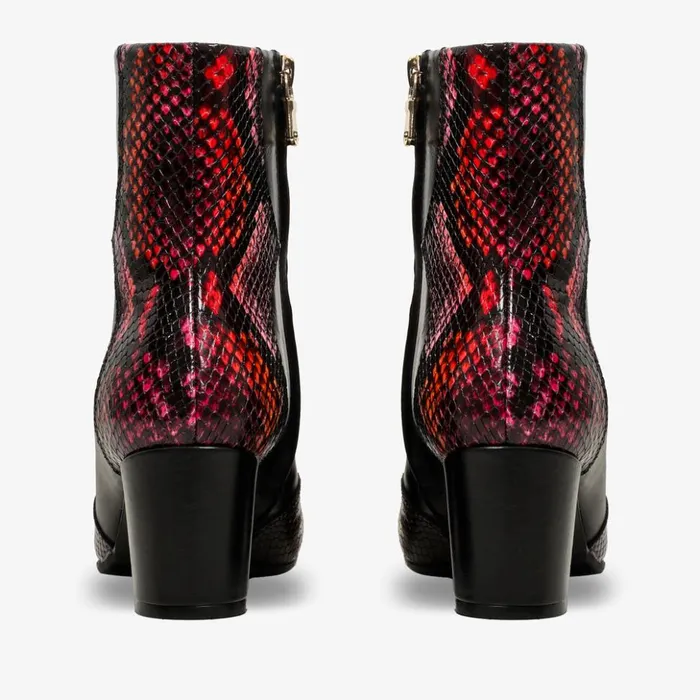 Vinci Leather Boots and Booties Gray Black and Fuchsia Leather Block Heel Boot 8211 Women