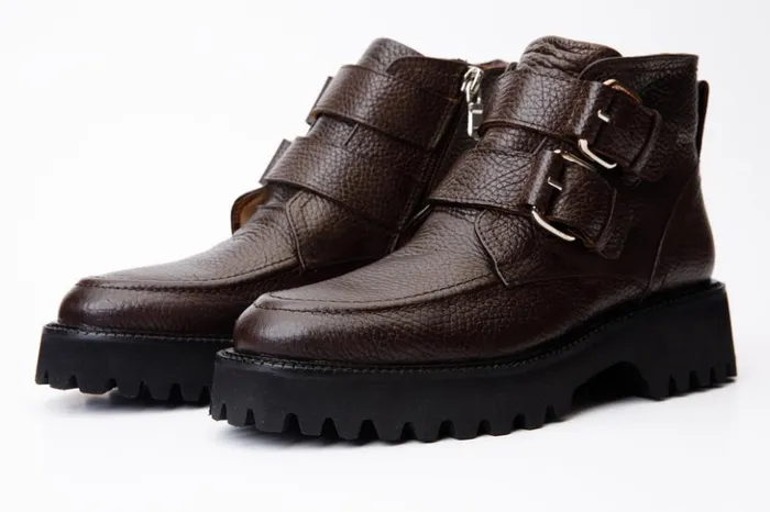 Vinci Leather Boots and Booties The Harry Brown Leather Double Monk Ankle Boot 8211 Women