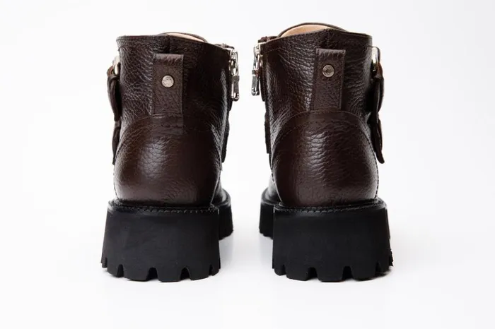 Vinci Leather Boots and Booties The Harry Brown Leather Double Monk Ankle Boot 8211 Women
