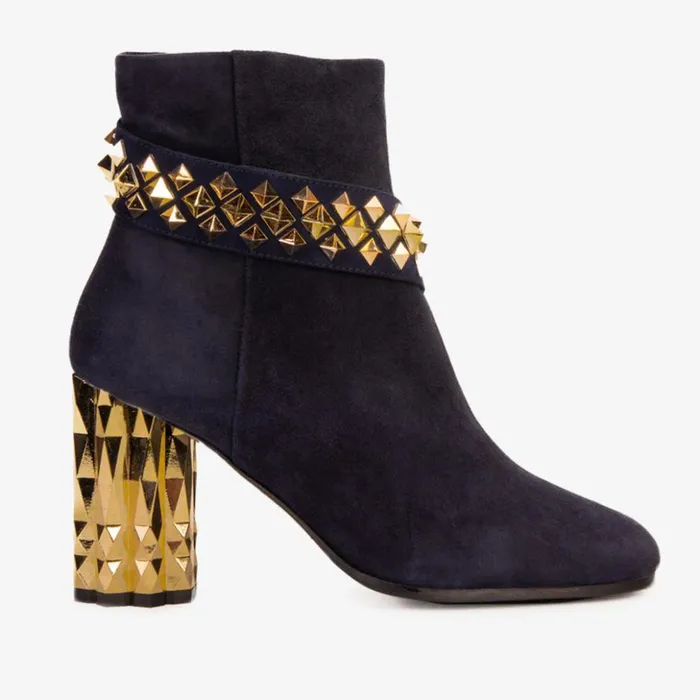 Vinci Leather Boots and Booties The Metal Navy Suede Leather Block Heel Boot 8211 Women Vinci Leather Boots and Booties The Metal Navy Suede Leather Block Heel Boot 8211 Women