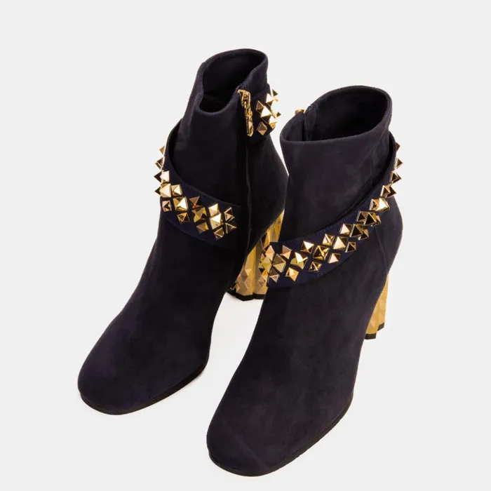 Vinci Leather Boots and Booties The Metal Navy Suede Leather Block Heel Boot 8211 Women