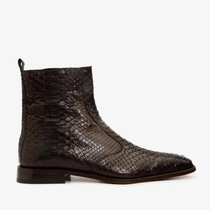 Vinci Leather Boots The Boss Brown Pythn Snk ZipUp Leather Boot Limited Edition 8211 Men